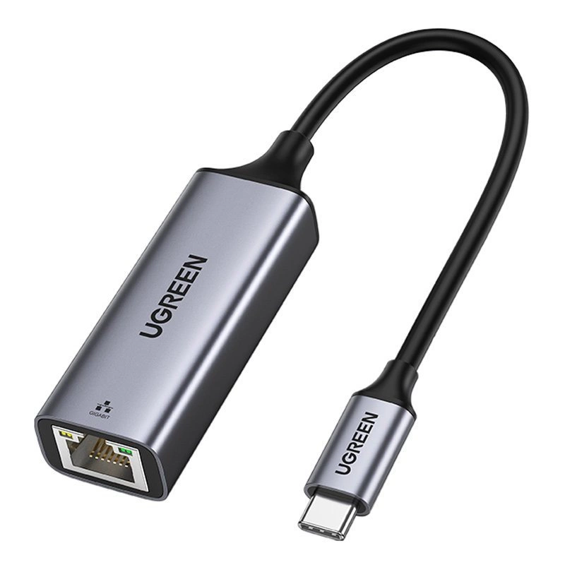 Ugreen išorinis tinklo adapteris RJ45 - USB Type C (1000 Mbps / 1 Gbps) Gigabit Ethernet pilkas (CM199)