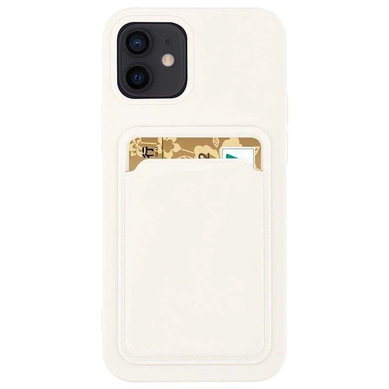 Card Case silikoninė piniginė su kortelės lizdu dokumentams Samsung Galaxy A42 5G balta