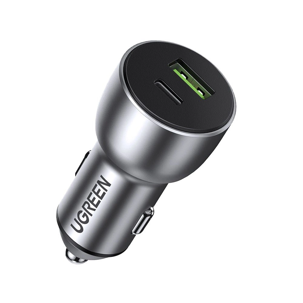 Ugreen automobilinis įkroviklis USB / USB Type-C Quick Charge 3.0 Power Delivery 36W 3A – pilkas (CD213 60980)