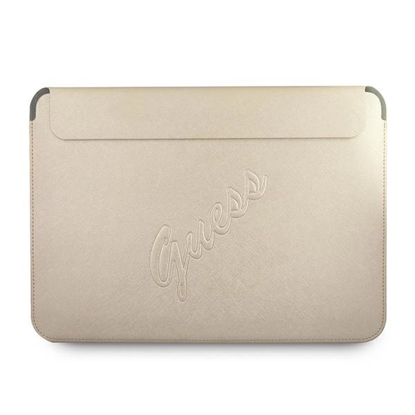 Guess Saffiano Script dėklas 13" nešiojamam kompiuteriui - auksinis