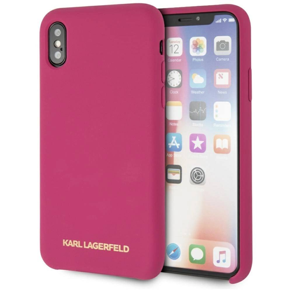 Karl Lagerfeld silikoninis kietas dėklas iPhone X/Xs - fuksija