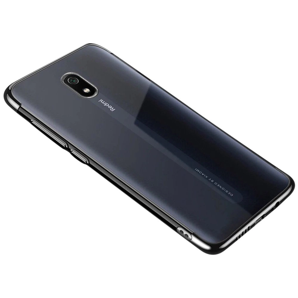 Skaidrus „Color“ gelinis TPU dėklas su elektroplokavimo rėmeliu Xiaomi Redmi 8A – juodas