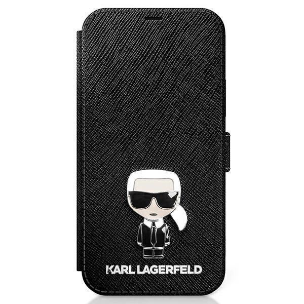 Karl Lagerfeld KLFLBKP12SIKMSBK iPhone 12 mini 5,4" juodas / book Saffiano Ikonik Metal