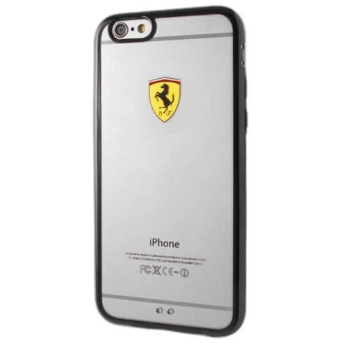 Ferrari kietas dėklas FEHCP6BK iPhone 6/6S racing shield skaidrus juodas