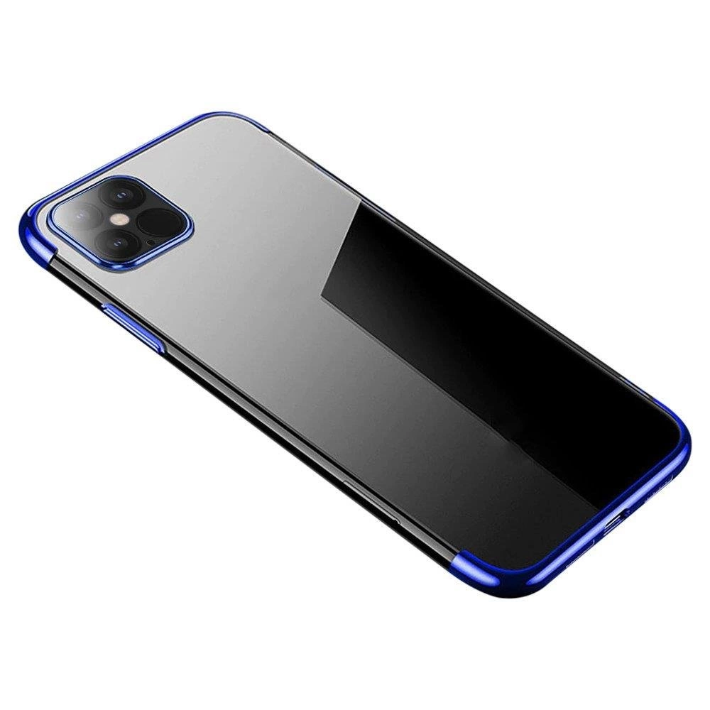Clear Color Case gelio TPU dėklas su elektropjovimo rėmeliu Samsung Galaxy S21+ 5G mėlynas
