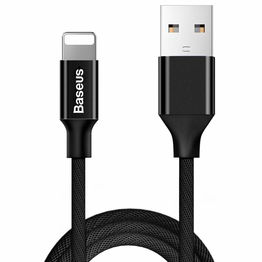 Baseus Yiven audiniu apipintas USB / Lightning laidas 1,8 m – juodas (CALYW-A01)
