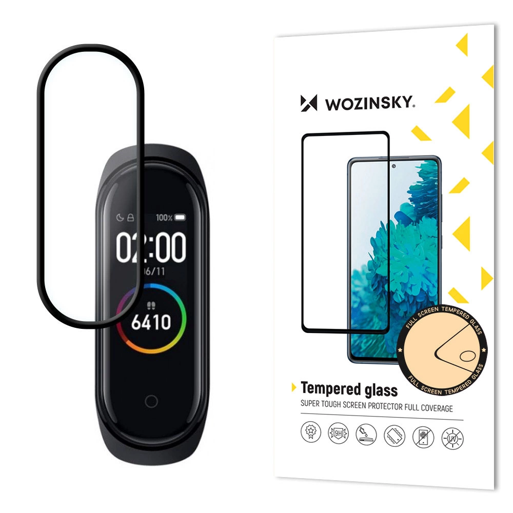 Wozinsky Full Glue ekrano apsauga su rėmeliu, pritaikyta Xiaomi Mi Band 6 / Mi Band 5 – juoda