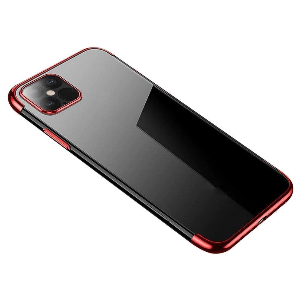 Clear Color Case gelio TPU dėklas su elektropjovimo rėmeliu Samsung Galaxy S21 Ultra 5G raudonas