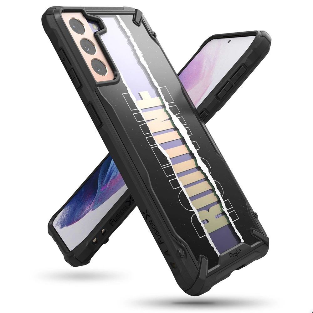 Ringke Fusion X Design durable PC Case with TPU Bumper for Samsung Galaxy S21+ 5G (S21 Plus 5G) juodas (Routine) (XDSG0054)