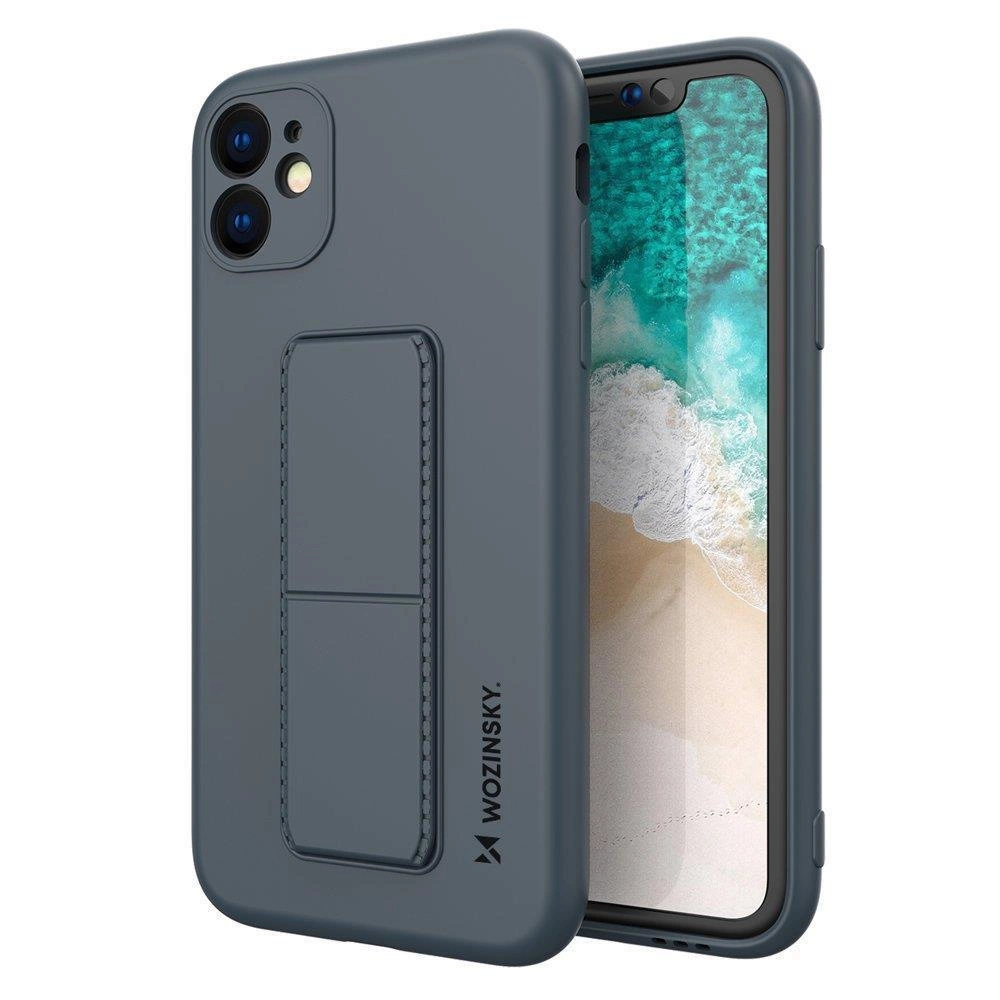 Wozinsky Kickstand dėklas silikoninis stovėjimo dangtelis Samsung Galaxy A22 4G mėlynas