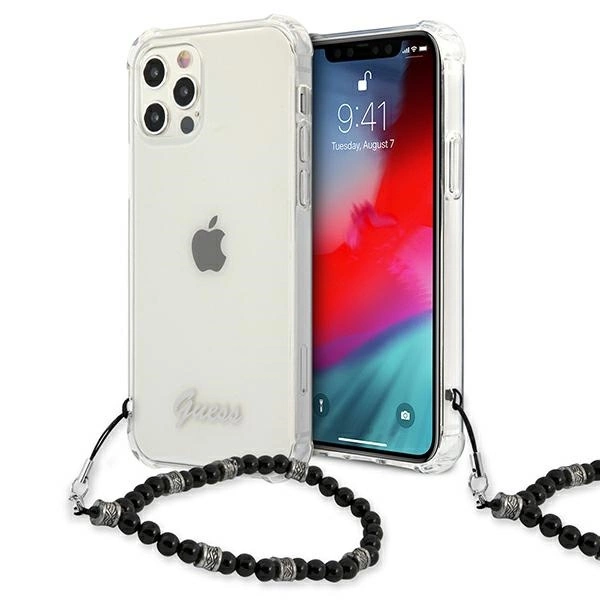 Guess GUHCP12LKPSBK iPhone 12 Pro Max 6.7" permatomas kietas dėklas Juodasis Perlas