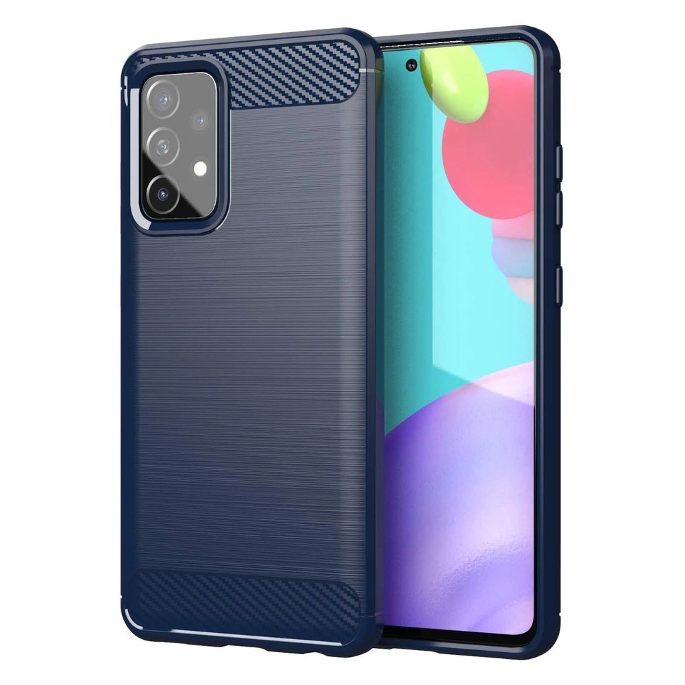 Carbon Case lankstus TPU dėklas Samsung Galaxy A72 4G mėlynas