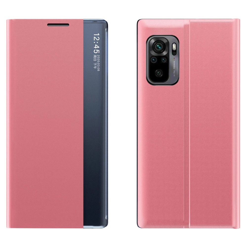 Sleep Case knygos tipo dėklas su Smart langeliu Xiaomi Redmi K40 Pro+ / K40 Pro / K40 / Poco F3 rožinis