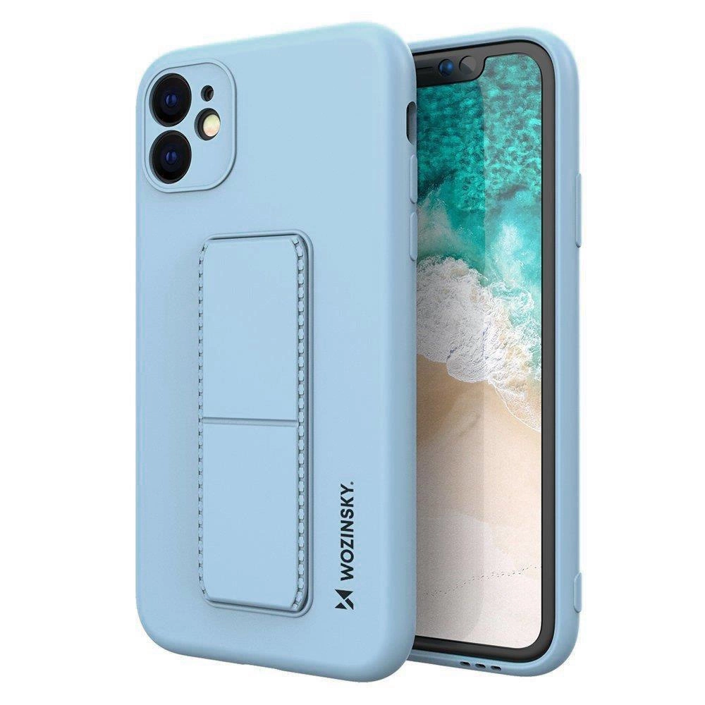 Wozinsky Kickstand dėklas silikoninis stovėjimo dangtelis Samsung Galaxy A32 4G šviesiai mėlynas