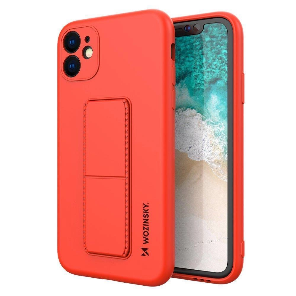 Wozinsky Kickstand dėklas silikoninis stovėjimo dangtelis Samsung Galaxy A32 4G raudonas