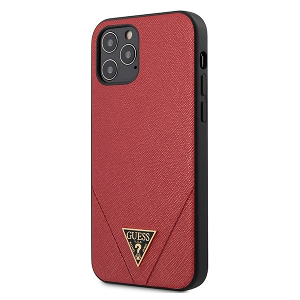 Guess GUHCP12LVSATMLRE iPhone 12 Pro Max 6,7" raudona/raudona kieta dėklas Saffiano