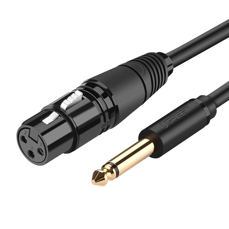 Ugreen garso kabelis mikrofono kabelis XLR (moteriškas) – 6,35 mm kištukas (vyriškas) 5 m (AV131)