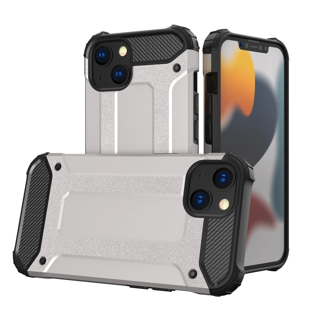 Hybrid Armor Case tvirtas dėklas iPhone 13 sidabrinis