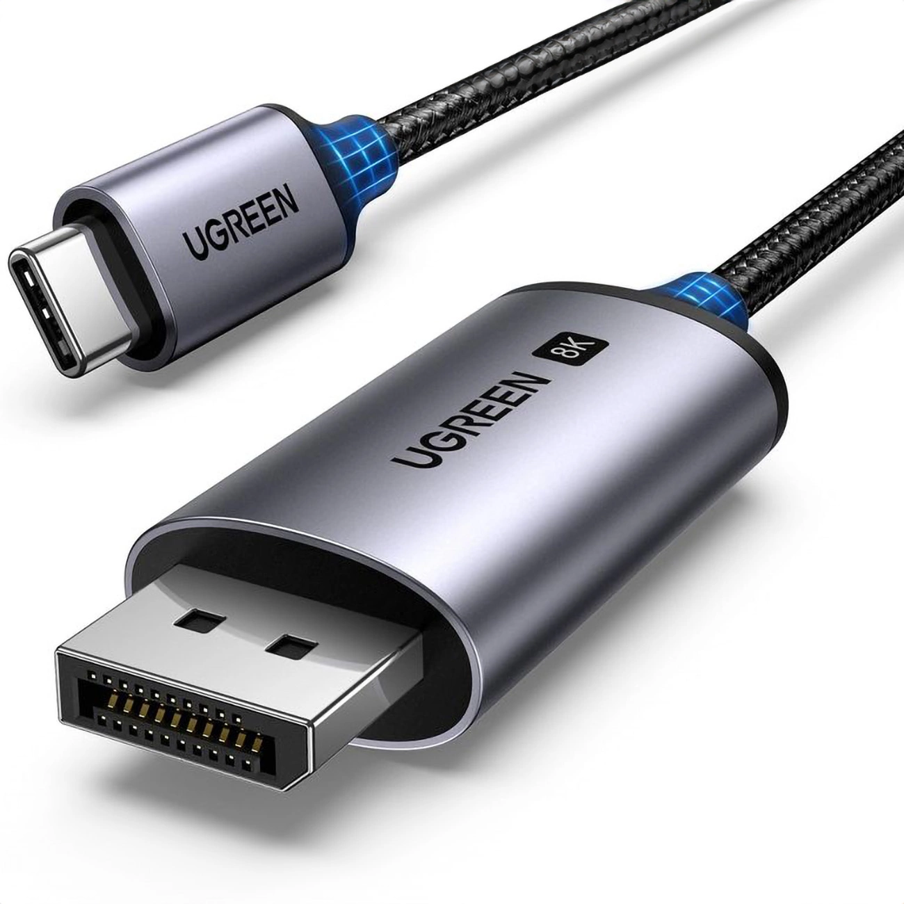 Ugreen CM556 kabelis su USB-C ir DisplayPort 8K jungtimis, 1 m - pilkas