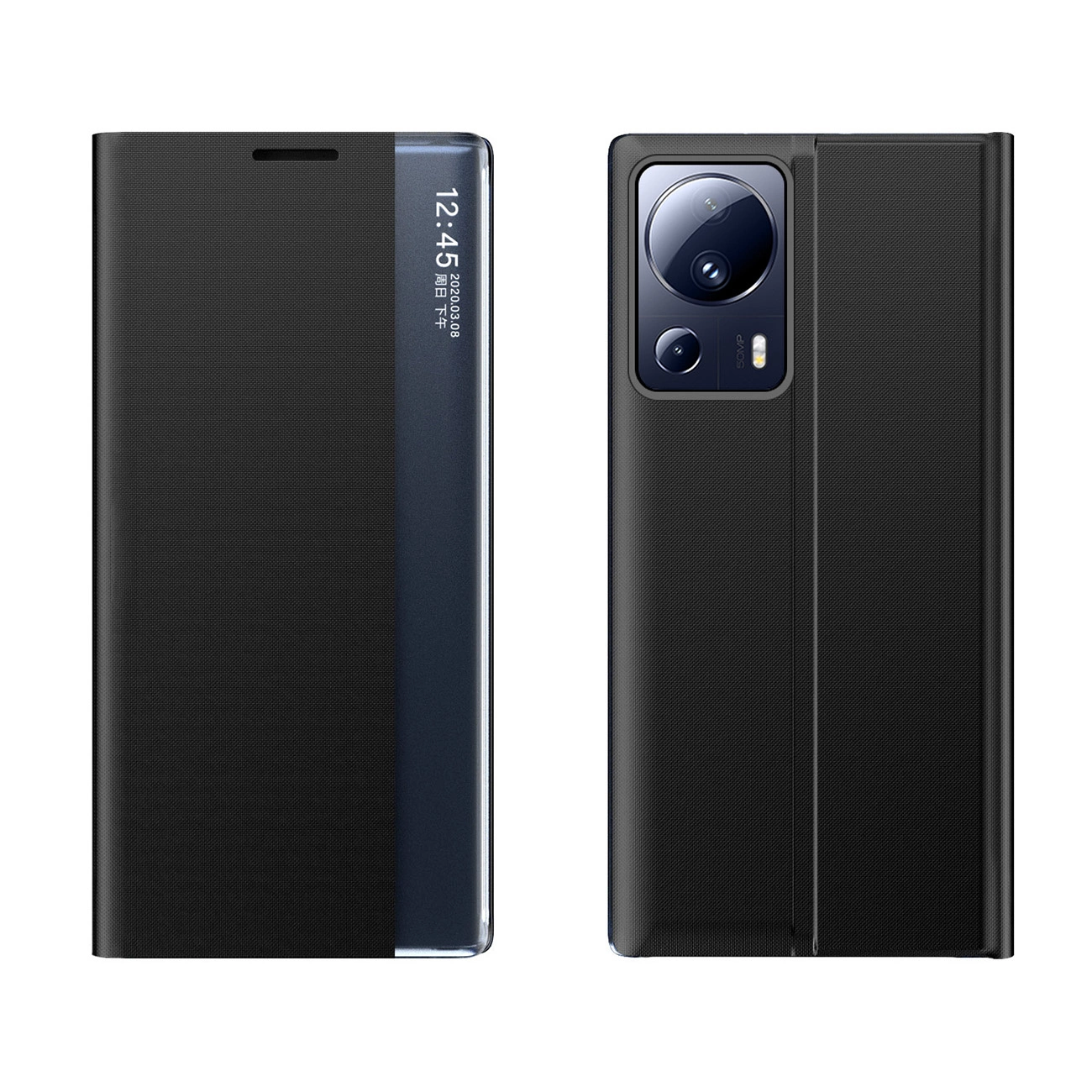 New Sleep dėklas Xiaomi 13 Lite – cover su flip stovu, juodas