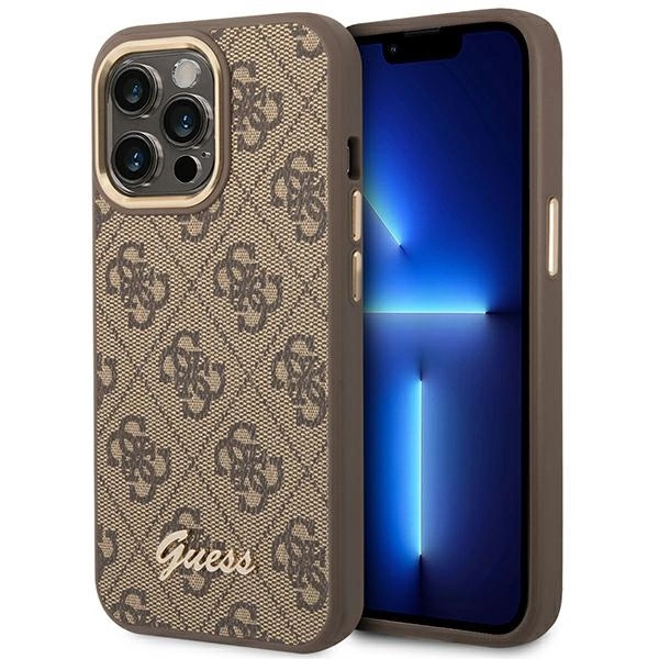 Guess GUHCP14LHG4SHW iPhone 14 Pro 6,1" rudas kietas dėklas 4G Vintage Gold Logo