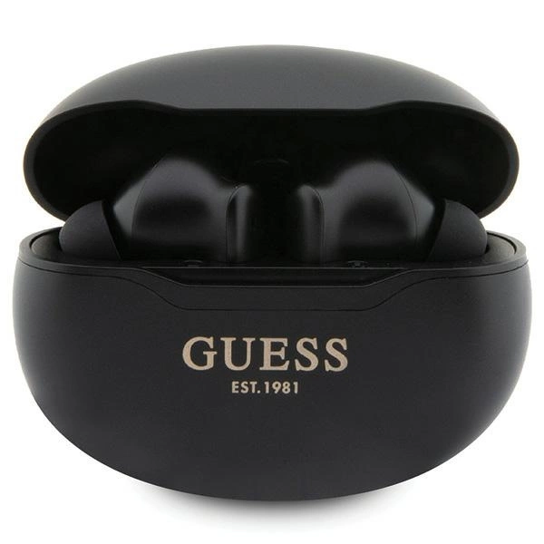 Guess GUTWST50EK TWS Bluetooth ausinės + įkrovimo stotelė – juodos Classic EST