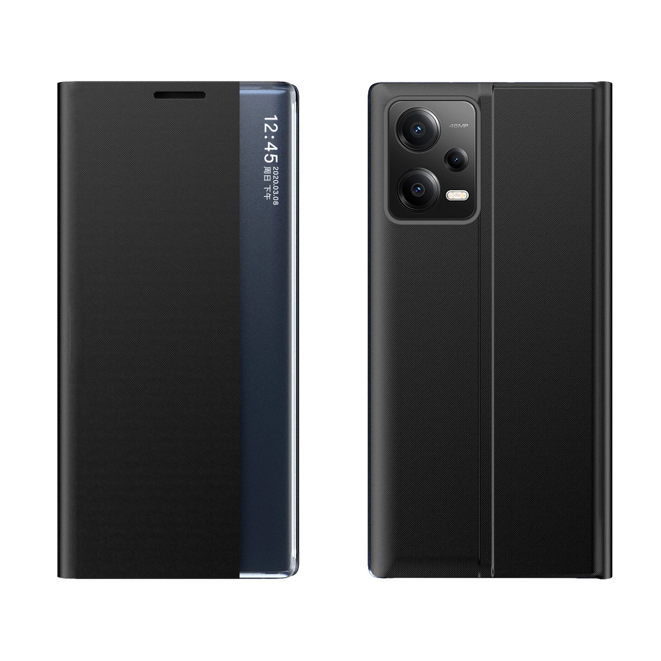 New Sleep dėklas Xiaomi Redmi Note 12 5G / Poco X5 5G – cover su flip stovu, juodas