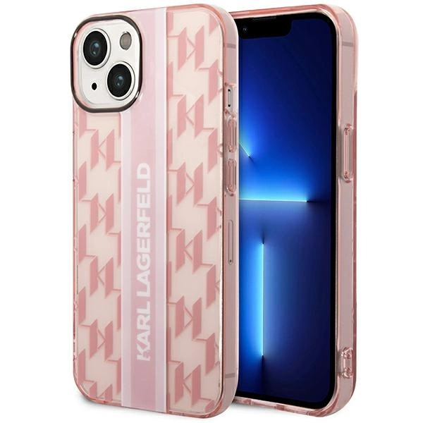 Karl Lagerfeld KLHCP14MHKLSPCP iPhone 14 Plus 6,7" rožinis kietas dėklas Mono Vertical Stripe