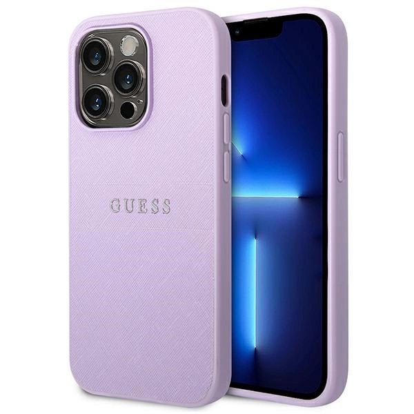 Guess GUHCP14LPSASBPU iPhone 14 Pro 6,1" violetinis Saffiano dirželis