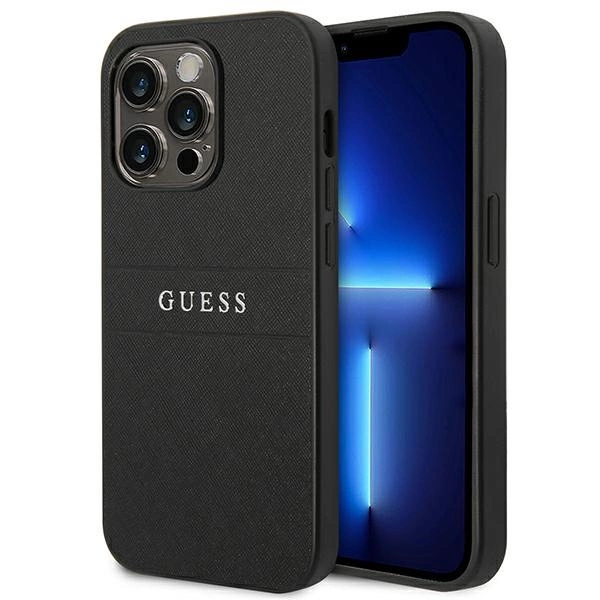 Guess GUHCP14LPSASBBK iPhone 14 Pro 6,1" juodas Saffiano dirželis