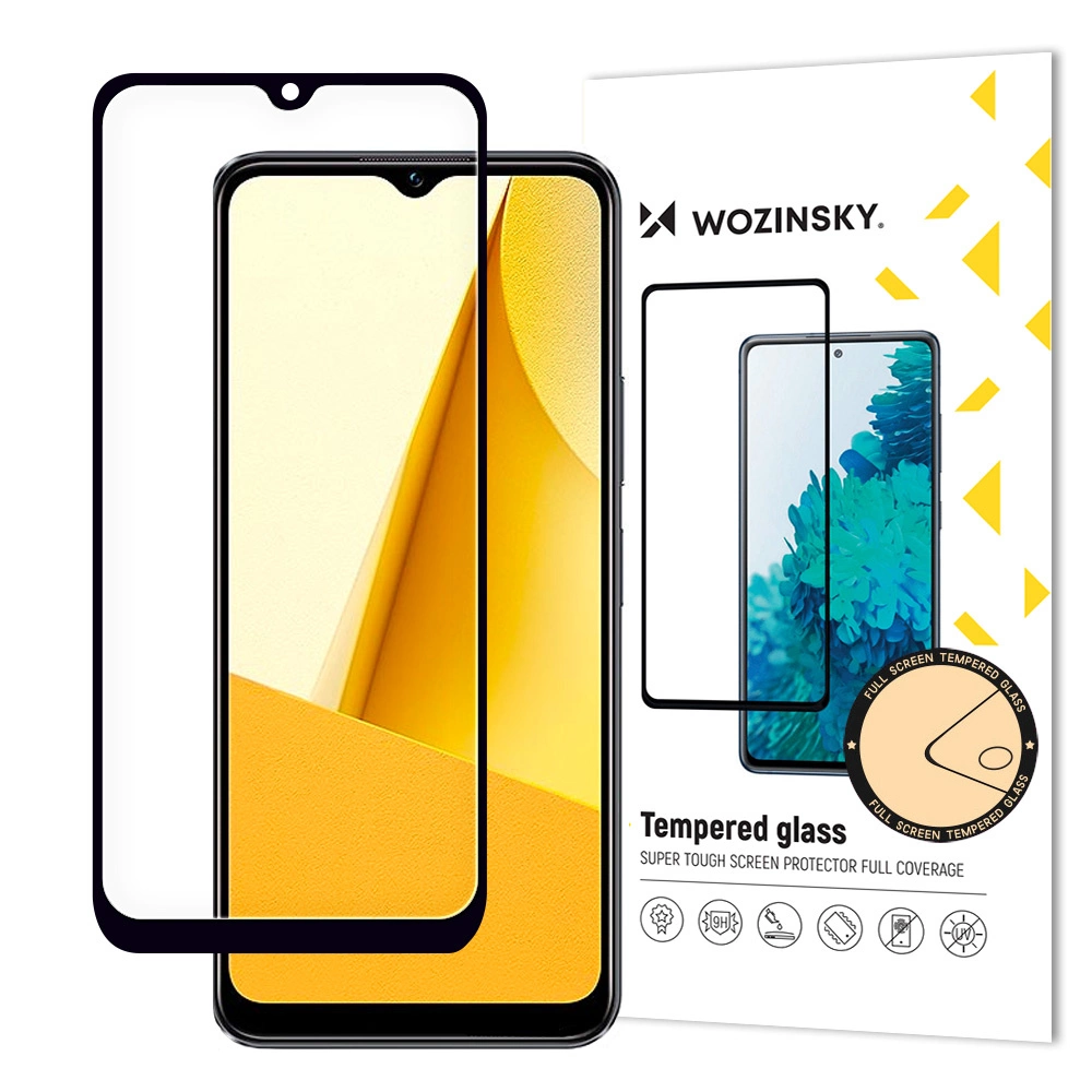 Wozinsky Full Glue grūdintas stiklas Vivo Y16 / Y02s visam ekranui su rėmeliu juodas (tinka dėklui)