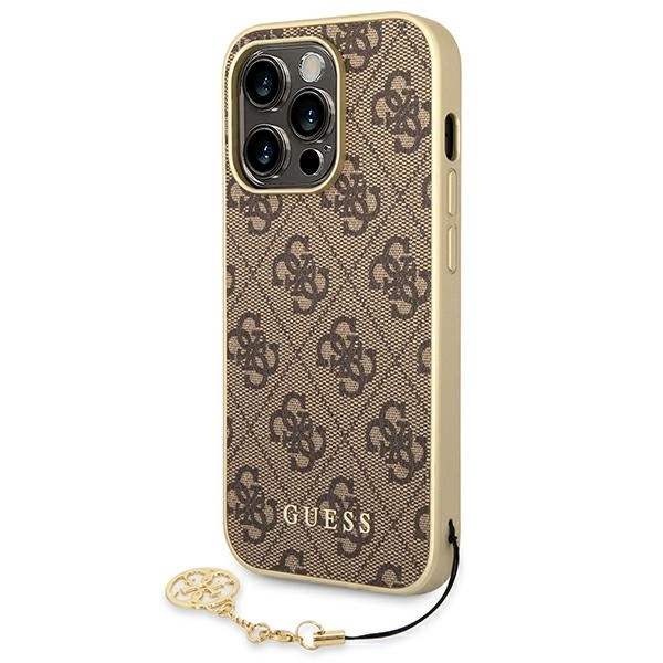 Guess GUHCP14LGF4GBR iPhone 14 Pro 6,1" rudas kietas dėklas 4G Charms Collection