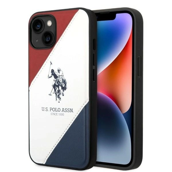 US Polo USHCP14MPSO3 dėklas iPhone 14 Plus 6,7" – baltas Tricolor įspaustas