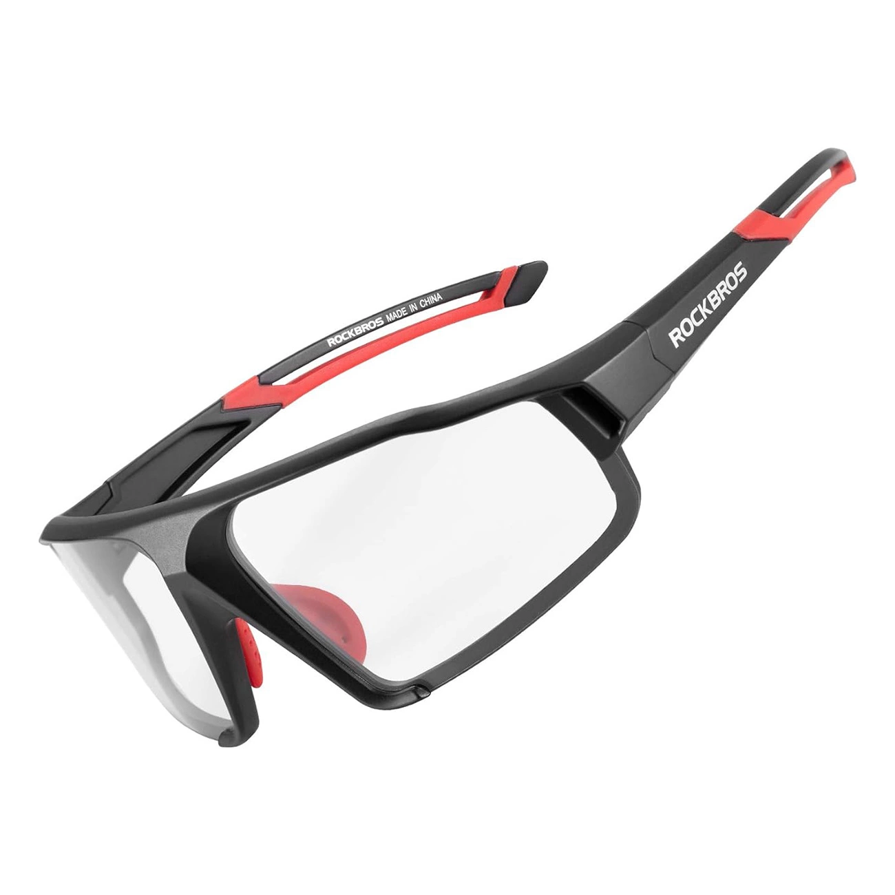 Rockbros SP216BK fotochrominiai UV400 dviračių akiniai – juodi ir raudoni