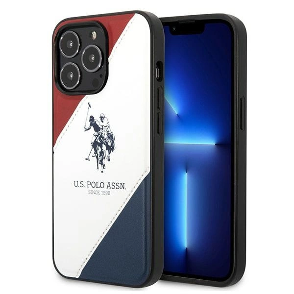 US Polo USHCP14LPSO3 dėklas iPhone 14 Pro 6,1" – baltas Tricolor įspaustas