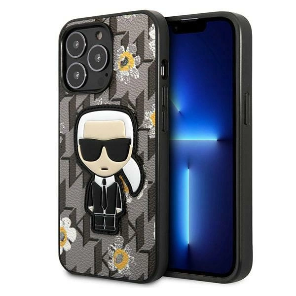 Karl Lagerfeld Flower Ikonik Karl dėklas iPhone 13 Pro / iPhone 13 – pilkas