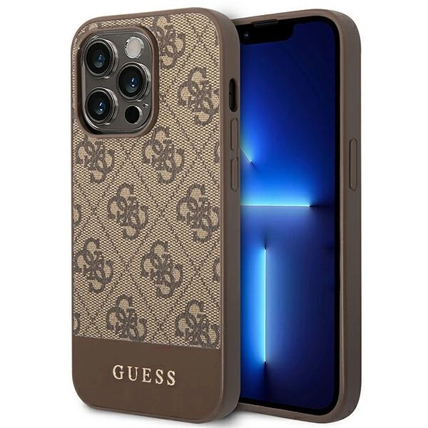 Guess GUHCP14LG4GLBR iPhone 14 Pro 6,1" rudas kietas dėklas 4G Stripe Collection
