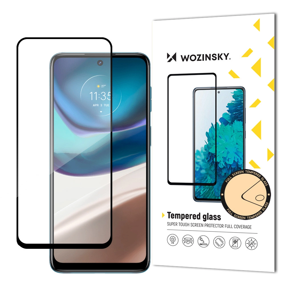 Wozinsky itin patvarus Full Glue grūdintas stiklas visam ekranui su rėmeliu, suderinamas su dėklu, Motorola Moto G42, juodas