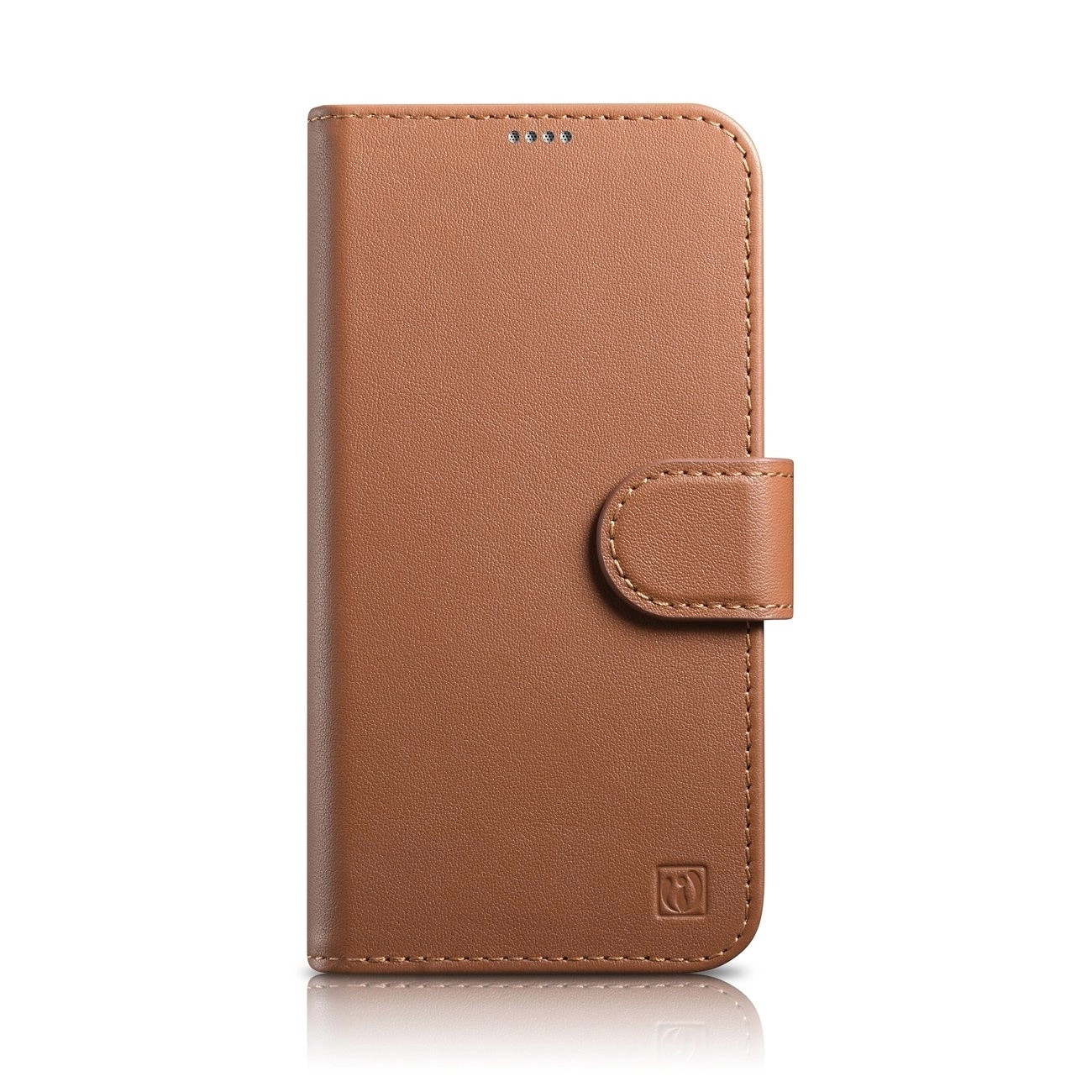 iCarer piniginės tipo dėklas 2in1 iPhone 14 Pro Max, odinis flip dėklas, Anti-RFID, rudas (WMI14220728-BN)
