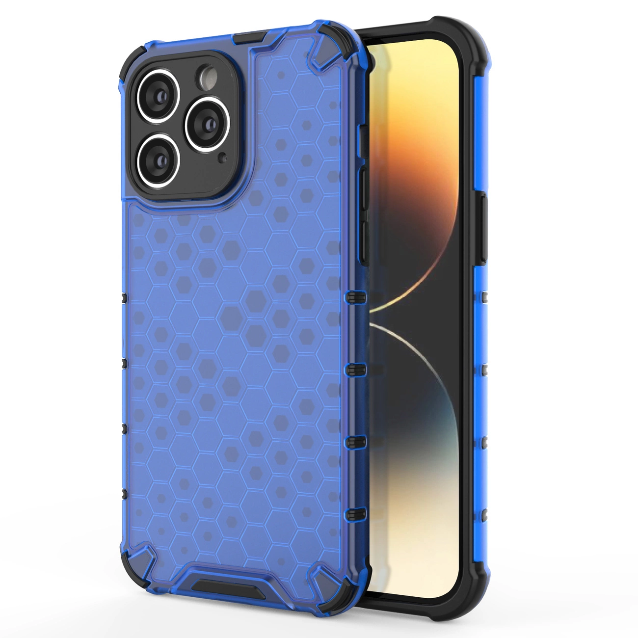 Honeycomb dėklas iPhone 14 Pro, šarvuotas hibridinis dėklas, mėlynas