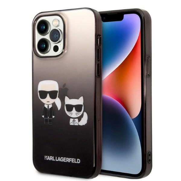Karl Lagerfeld KLHCP14LTGKCK iPhone 14 Pro 6,1" juodas kietas dėklas Gradient Ikonik Karl & Choupette