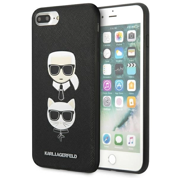 Karl Lagerfeld Saffiano Karl & Choupette Head dėklas iPhone 7 Plus / iPhone 8 Plus – juodas