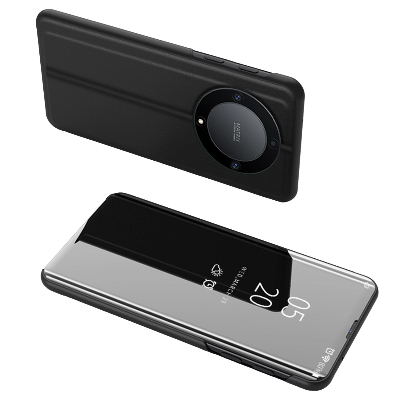 Clear View dėklas Honor Magic5 Lite / X40 / X9a – flip cover, juodas