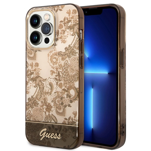Guess GUHCP14XHGPLHC iPhone 14 Pro Max 6,7" okerio kietas dėklas Porcelain Collection
