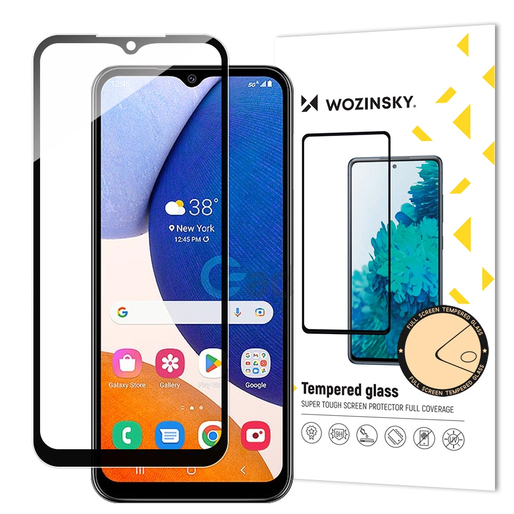 Wozinsky Full Glue grūdintas stiklas Samsung Galaxy A14 5G / A14 9H – pilno ekrano su juodu rėmeliu