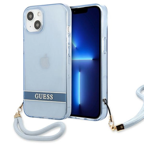 Guess GUHCP13MHTSGSB iPhone 13 6,1" mėlynas kietas dėklas Translucent Stap
