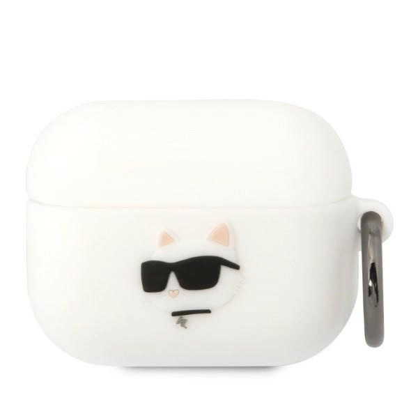 Karl Lagerfeld KLAPRUNCHH AirPods Pro dėklas – baltas/baltas, silikoninis Choupette Head 3D