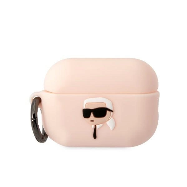 Karl Lagerfeld KLAP2RUNIKP AirPods Pro 2 dėklas – rožinis/rožinis, silikoninis Karl Head 3D