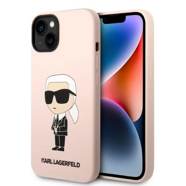 Karl Lagerfeld KLHMP14MSNIKBCP iPhone 14 Plus 6,7" – rožinis/rožinis kietas dėklas, Silicone Ikonik Magsafe
