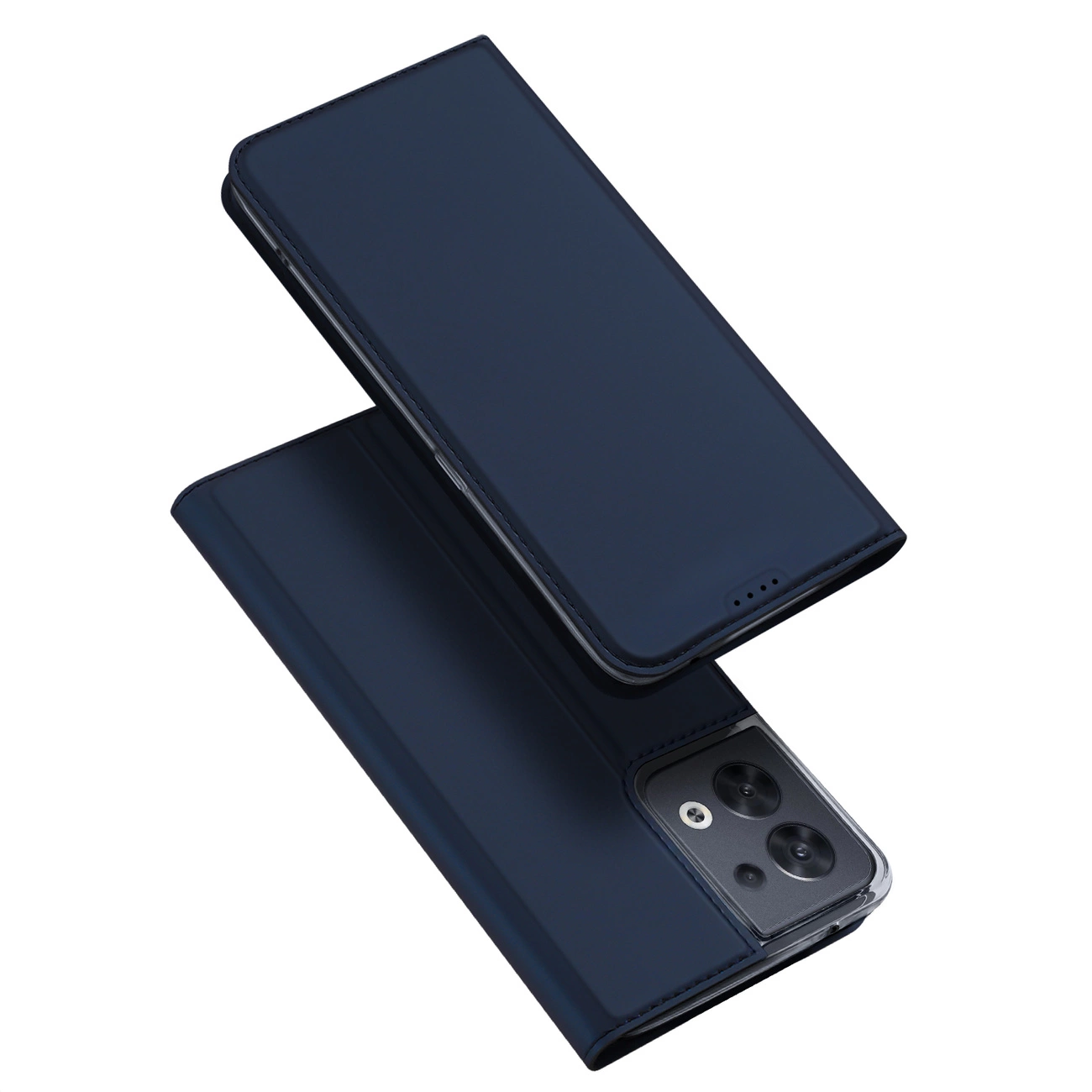 Dux Ducis Skin Pro dėklas Oppo Reno 8 atverčiamas su kortelių kišenėmis ir stovu mėlynas